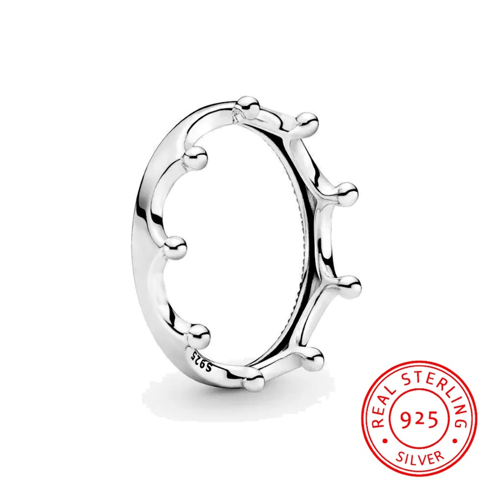 Sterling Silver “Crown” Paint Drip Eternity Band Ring with Milgrain Detailing